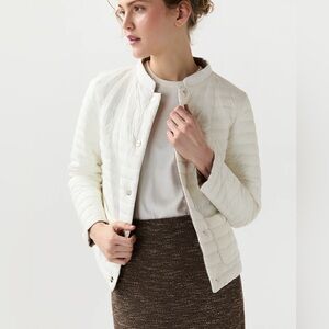 Herno Reversible Puffer Jacket Cream White Matte To Shiny Size 48 US 12